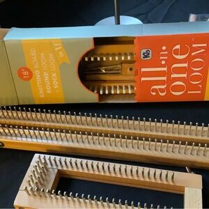 All-in-One Loom Knitting Board with Multiple Looms - Natural Wood